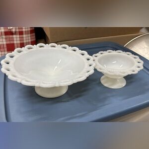 Vintage Milk Glass Pedestal Cake Stand